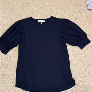 Frame Denim Women's Navy Puff Sleeve Top